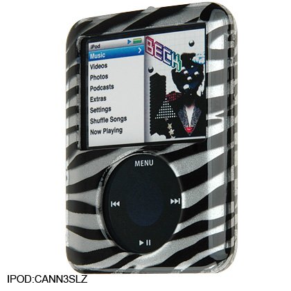 Black and White Stripes ZEBRA Design For Apple Ipod Nano 3rd Generation Gen 3G With Lens and Leg Stand Protective HARD Case Cover