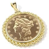  : 14K Gold $20 .900 Fine Gold Liberty Coin Rope Pendant