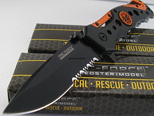 Tac-force spring assisted opening emt ems orange rescue…