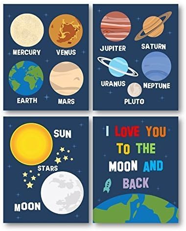 Solar System Art Prints, Planets Nursery Decor, Planets Wall Art Prints, Planets Nursery Room Art, Outer Space Decor, PRINTS ONLY-Unframed- Must be framed by you to be hung.