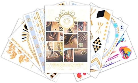 AS USED BY MICHELLE PHAN IN ZODIAC SIRENS VIDEO - BEST QUALITY Metallic Gold Silver Black Temporary Flash Tattoos With 2 FREE UNIQUE BONUSES: Glow In The Dark Tattoo Jewelry + Colour Tattoos - BEAUTY SPOT'S CELEBRITY SUPER PACK With 40+ Tattoo Designs: Bracelets, Necklaces, Rings, Anklets, Arrows, Feathers, Stars, Written Words And Many More - High Quality, FDA Approved, Non-Toxic, Eco-Friendly, Long Lasting and Easy To Apply - WILL LAST FOR DAYS AND DAYS - The Perfect Gift For Any Occasion - Express Yourself In A Totally Different Way!