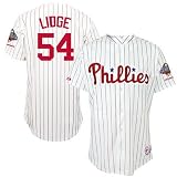 Majestic Philadelphia Phillies 2008 World Series Champions #54 Brad Lidge White Championship Patch Replica Baseball Jersey