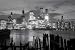 Manhattan Skyline at Night-New York City in Black and White, Photography Poster Print, 24 by 36-Inch