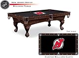 New Jersey Devils Logo Pool Table with Elmhurst Legs and Cinnamon Finish