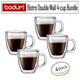 Bodum 10602-10 Bistro Double Wall Thermal Espresso 4.7 Oz Mug Set of 4 by Bodum