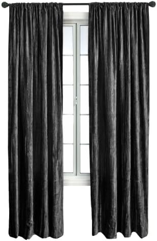 Diplomat Decor Preston Crushed 96-Inch Rod Pocket Panel, Black