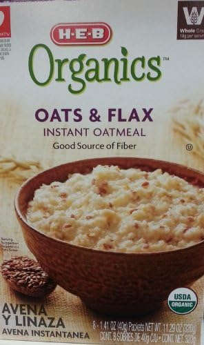 HEB Organics Instant Oatmeal 8-1.41 Oz Packets (Pack of 4) (Oats &amp; Flax)