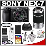 Sony Alpha NEX-7 Digital Camera Body & E 18-55mm OSS Lens (Black) with E 55-210mm OSS Lens + 32GB Card + Battery + 4 Filters + Case + Tripod + Accessory Kit