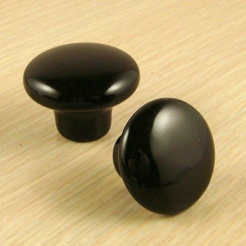 HS38FB European Style Furniture Handle Ceramic Pull Knob for Cabinet Drawer - Black (38mm Diameter)