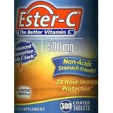 Ester-C 24 Hour Immune Support 500 mg Non-acidic Stomach Friendly, Coated Tablets, 300-Count