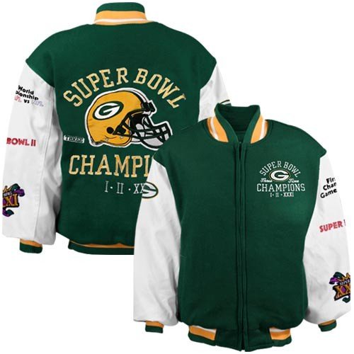 Buy Reebok Green Bay Packers Youth Green 3-Time Super Bowl Champions Reversible Heavyweight Jacket by Reebok