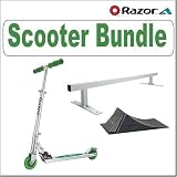 Razor A Kick Scooter (Green) and Razor Punk Park Ramp and Razor Punk Rail