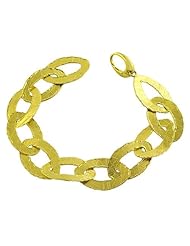 14 Karat Yellow Gold Brushed Flat Oval Link Bracelet (7 Inch)