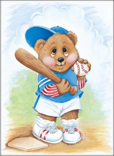 Sports Bear Baseball Star – Childrens Wall Art, Kids Wall Art, Nursery Wall Art, 8″ x 10″