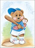Sports Bear Baseball Star - Childrens Wall Art, Kids Wall Art, Nursery Wall Art