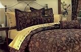 8PC. LUXURY CHOCOLATE BROWN / GOLD FLORAL BED IN A BAG COMFORTER SET W/ MATCHING SHEETS KING