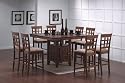 9pcs Walnut Counter Height Dining Table with Lazy Susan & 8 Stools Set