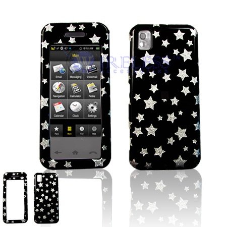 Samsung M800 Cell Phone Black/Silver Stars Design Protective Case Faceplate Cover