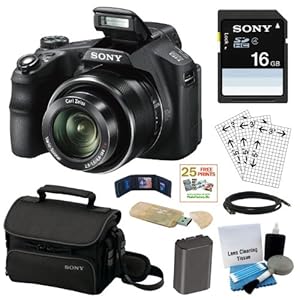 Sony Cyber-shot DSC-HX200V 18.2MP Exmor R CMOS Digital Camera with 30x Optical Zoom and 3.0-inch LCD + Sony 16GB SD Card + Sony Case + Replacement Battery Pack + Mini HDMI Cable + Accessory Kit