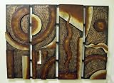 Contemporary Modern Abstract Large Tin Metal Art Panel of 4