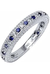 0.48 Ct Blue and White Created Sapphire 925 Sterling Silver Wedding Band Ring