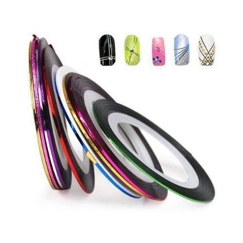 BONAMART World Pride Nail Tape Stripe Decoration Sticker Hologram, Set of 10