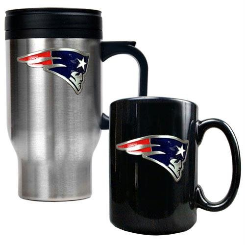 NFL New England Patriots Travel Mug & Ceramic Mug Set - Primary Logo