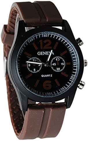 CFashion Geneva Torques Silicon Strap Watch with Torques Case Black Dial 3 Buttons Brown
