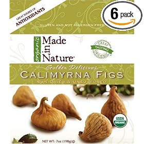 Made In Nature Organic Calimyrna Figs, Sun-Dried and Unsulfured, 7-Ounce Bags (Pack of 6)