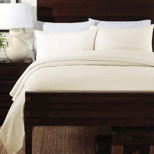 Lamont Home Basket Weave Coverlet Set, King, Ivory