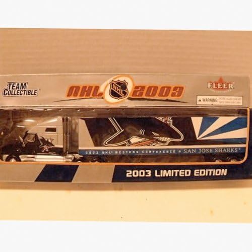 SAN JOSE SHARKS NHL Fleer Team Collectible 1:80 Scale Semi Diecast Tractor Trailer Truck NIB