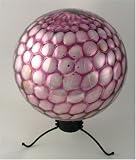 Outdoor Living : 10 inch Silver Optic Purple Glass Gazing Globe with Low Profile Rustic Iron Stand