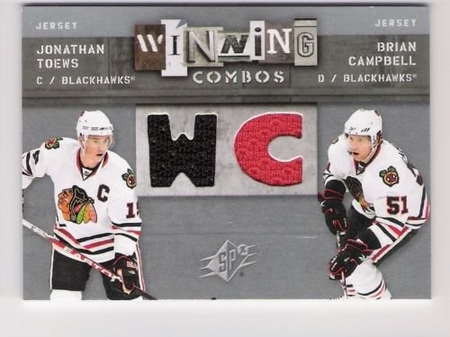 JONATHAN TOEWS BRIAN CAMPBELL 2009-10 SPX Winning Combos DUAL JERSEY Card Chicago Blackhawks Hockey