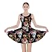 CowCow Womens Sugar Skull Flowers Floral Skeleton Mexican Day of Dead Roses Halloween Party Skater Dress, XS-5XL