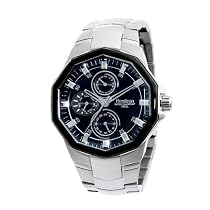 Armitron Men's Silver-Tone Stainless Steel Black Multi-Function Dial Dress Watch #204525BKSV