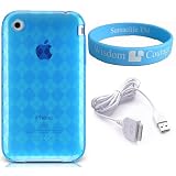 517cCe2TPuL. SL160  Crystal Blue Apple iPhone 3G iphone 3Gs iPhone Silicone Skin + iphone 3G Sync data Cable + Wisdom*Courage Wristband