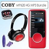 Coby MP620-4G MP3 Video Player Red With 1.8in LCD 4GB Flash Memory & FM Bundle With Accessories