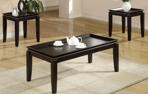 Best Cheap 3pc Coffee Table and End Tables Set Tray Top Design in Espresso