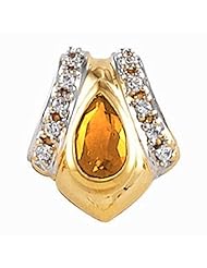 18K Yellow Gold Pear Cut Spessartite Garnet and Diamond Pendant -- LIFETIME WARRANTY