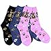 TeeHee Crazy Fun Cute Kitty Cat Paw Novelty Socks for Women 3-Pairs Cotton Crew (9-11, Cat and Foot Prints)