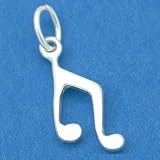 Sterling Silver Musical Notes Charm Sleek Music 14.5mm