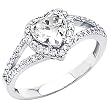14K White Gold Heart CZ Cubic Zirconia Ladies Solitaire Wedding Engagement Ring Band