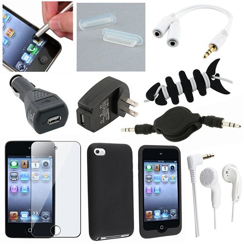 11 ACCESSORY BUNDLE CASE CHARGER FOR IPOD TOUCH 4TH GEN