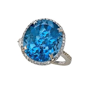 15.01 cttw Genuine Blue Topaz Ring by Effy CollectionŽ in 14k White Gold Size... by