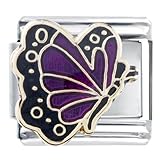 February Birthstone Amethyst Color Butterfly Italian Charm