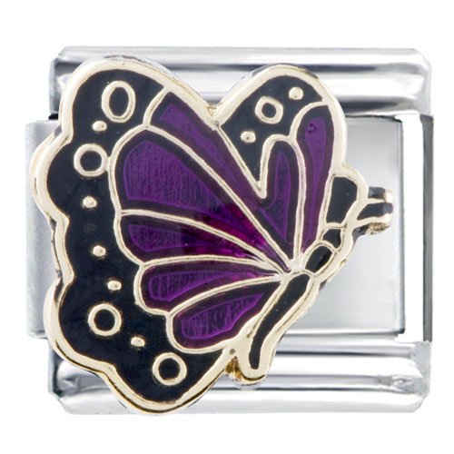 February Birthstone Amethyst Color Butterfly Italian Charm