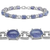 14.70 Carat Genuine Tanzanite Oval Silver Bracelet