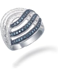 1.25 CT Blue Diamond Ring in Sterling Silver in Size 7