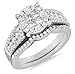 Size 4 - 14K White Gold Large Halo Ladies Bridal title=