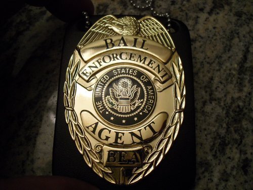 Bail Enforcement Agent Fugitive Recovery Badge Gold Badge with Holder by THE COPS STORE